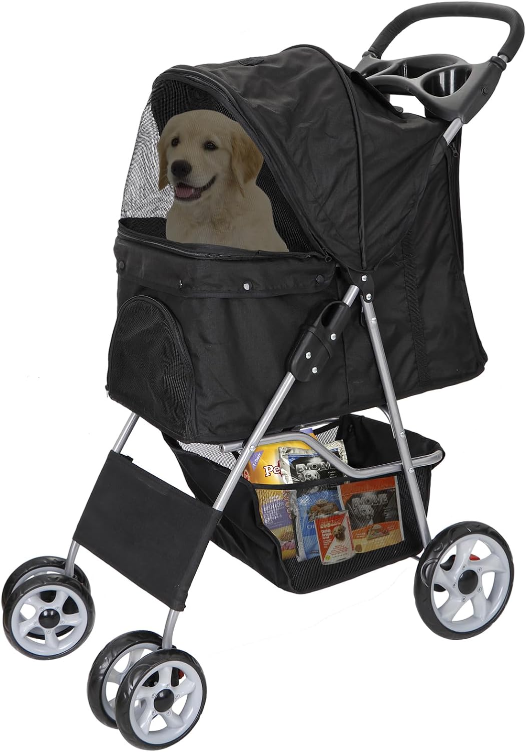 ペットカート犬用ベビーカー4輪折り...