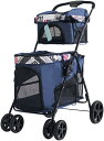 ペットカート 2人乗りペットストローラー 4つのスイベルホイール付き 360°高級軽量折りたたみ式ペットベビーカー 中小型犬と猫用ペットベビーカー 耐荷重17K...