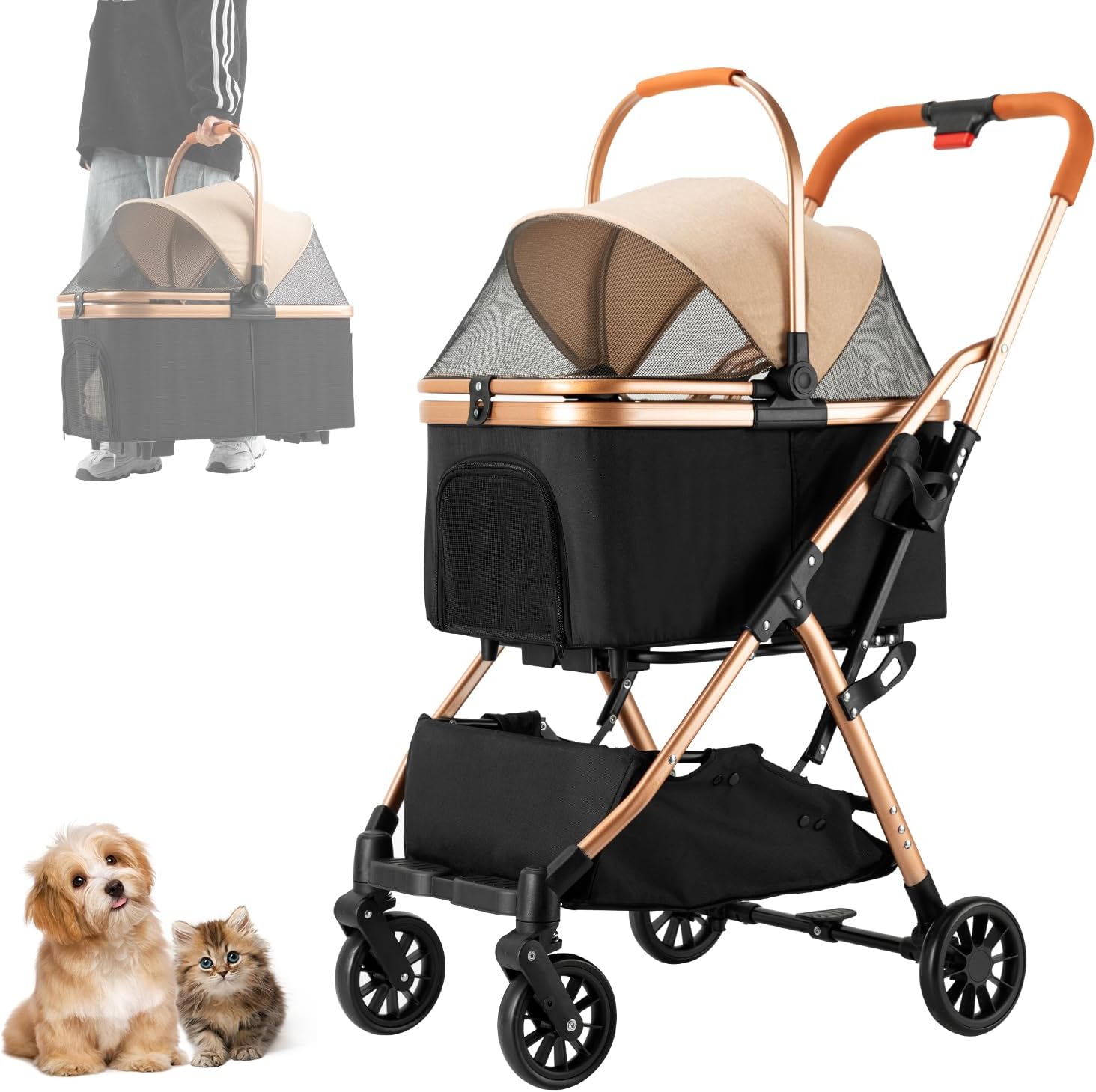 ペットカート 分離型 折りたたみ ペットバギー 小型犬 中型犬 猫 犬 カート 多頭 取り外し可能 収納簡単 多機能 4輪 前輪360°回転 組み立て簡単 軽量 耐荷重20KG 介護用 お出かけ 散歩