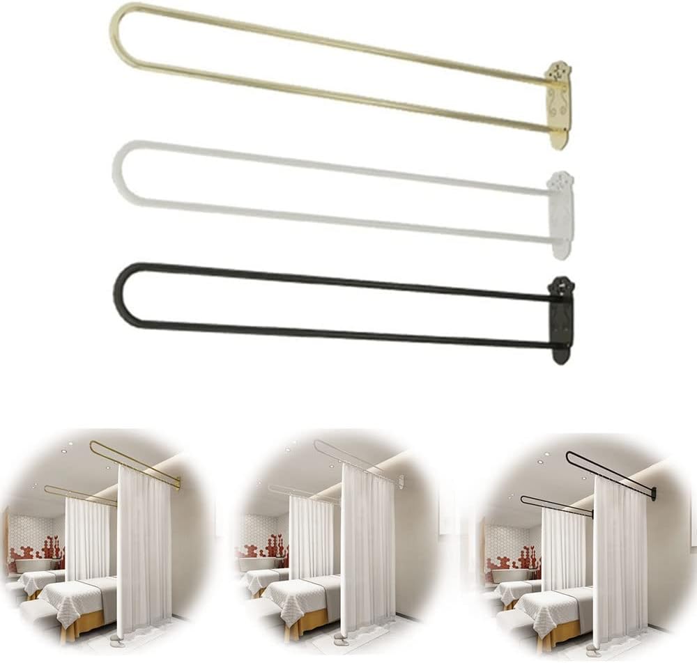 鉄製のU字型ロングレール 仕切りカーテン リングランナー付き 美容室店舗 お部屋ベッド目隠しカーテン..