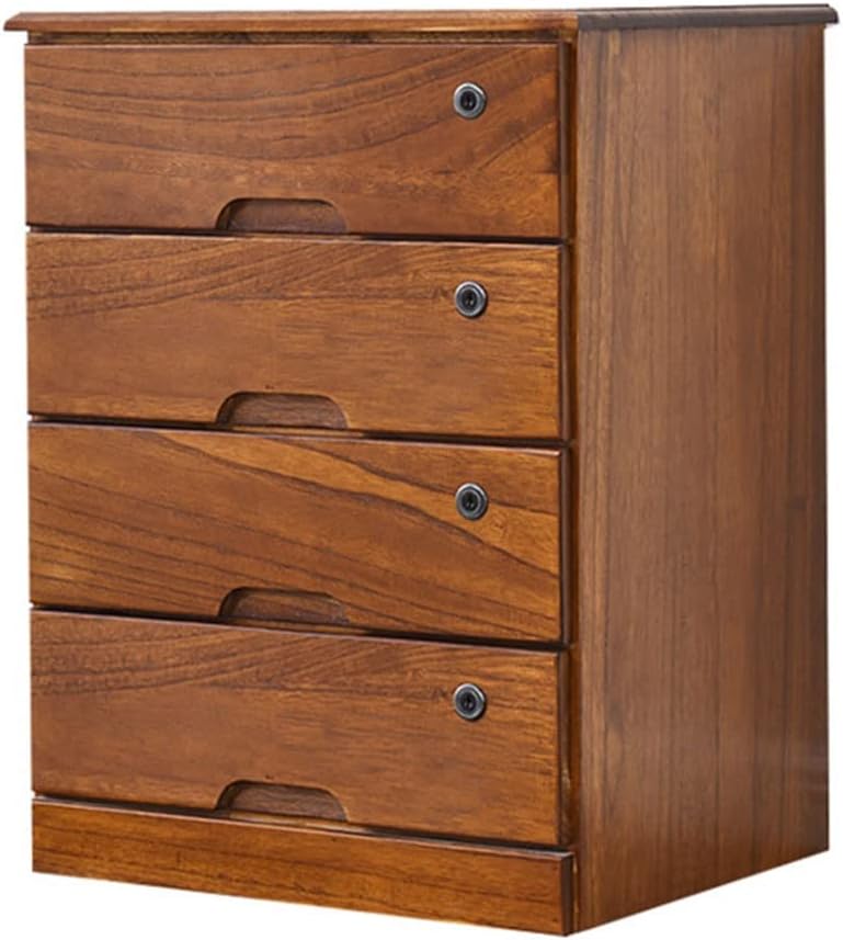 キャビネット 4層無垢材引き出しタイプファイルキャビネット、ユニバーサルホイール付き取り外し可能な..