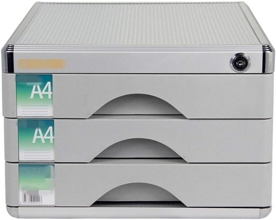 ファイルキャビネット 引き出しアルミニウム合金の3つの階層内閣頑丈で安定したファイリング内閣府デスクトップファイリング 袖机・デスクサイド収納 (色 : Silver Size : 30X36X20