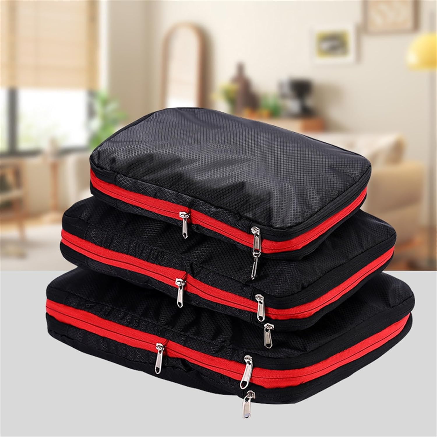 トラベルポーチ 圧縮パッキングキューブ 3ピースパッキングキューブオーガナイザーバッグ用 パッキングポーチ 旅行用 出張 2