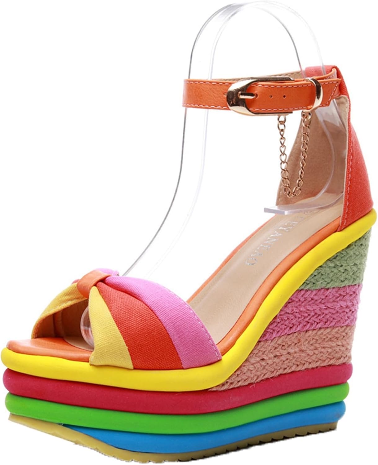 カラフル ウェッジソールサンダル レディース ファッションサンダル 原宿系 y2k 厚底サンダル チ ...