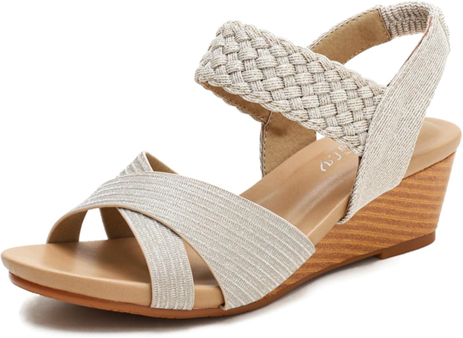 ウェッジサンダル レディース クロス ストライプサンダル ファッションサンダル 編み込み風 美脚効果 セパレート ベーシック エレガン..