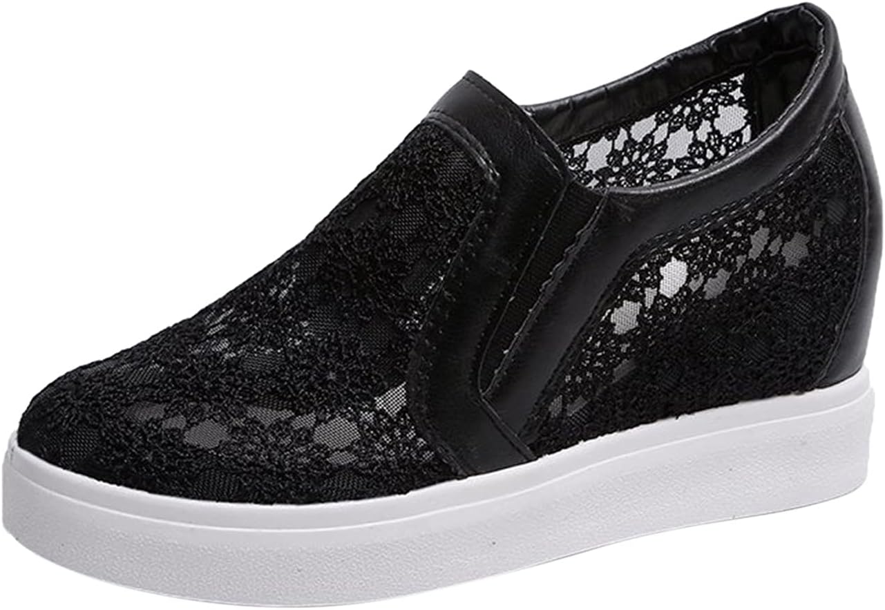 カジュアルシューズ レディース スリッポン モカシン レース インソール ウェッジソール サンダル 通気 軽量 夏 パンプス コンフォート 厚底 メッシュ ナー...