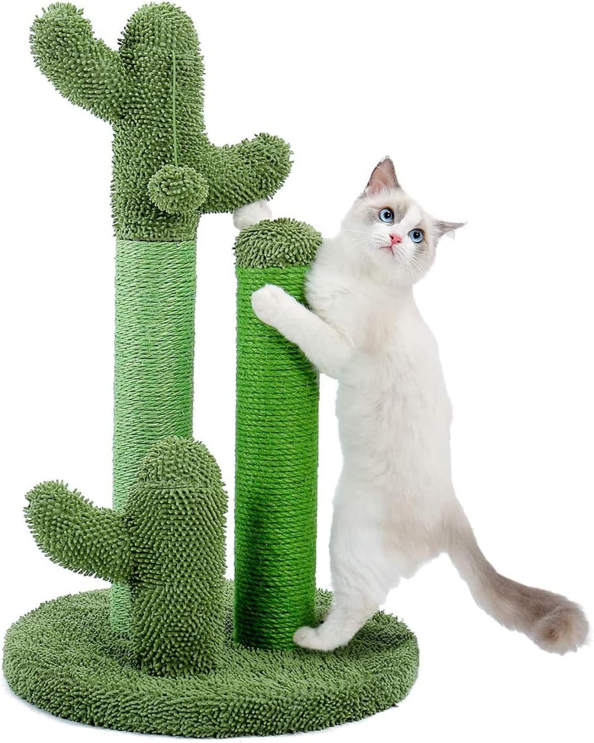 猫用爪とぎポスト サボテン型爪とぎ ぬいぐるみボール付き 小さな子猫用 天然サイザル麻製爪とぎ 室内..