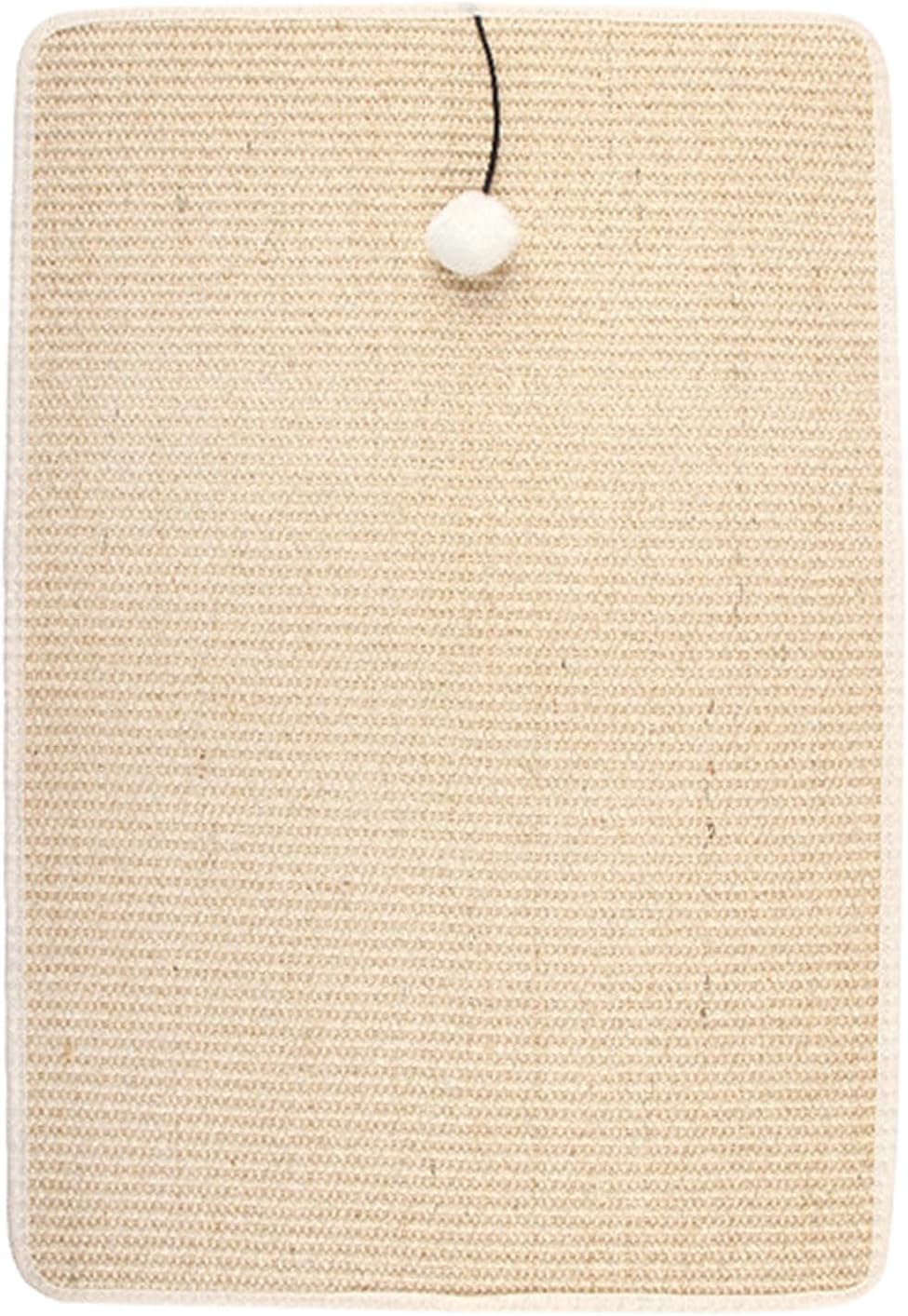 サイザル麻マット、猫スクラッチマット - 猫用ぬいぐるみボール付き猫爪とぎパッド - 壁家具保護用猫爪..