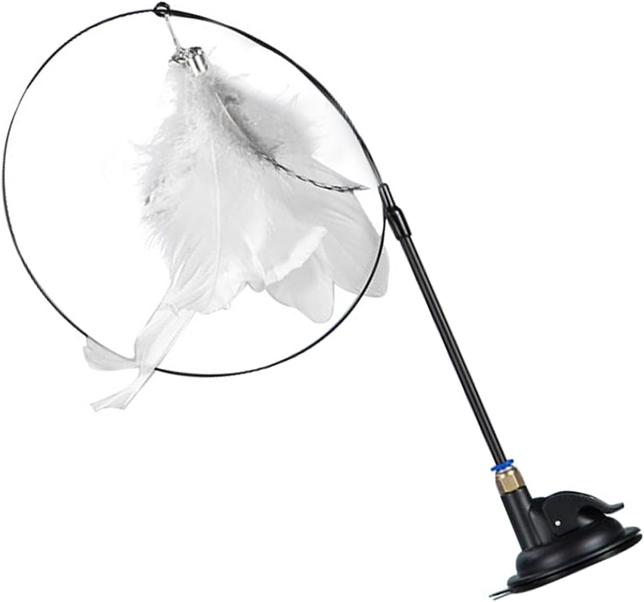 猫じゃらしスティック セルフエンターテイメント猫じゃらしおもちゃ 強力な吸盤付きベル付き 屋内用 (ホワイトフェザー)