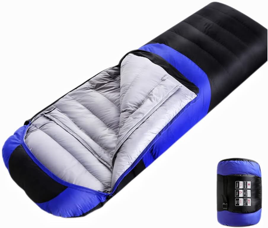 寝袋 冬用 高級ダウン シュラフ 封筒型【最低温度-25℃】防水保温 コンパクト アウトドア キャンプ 丸洗い可能 2人用に連結可能 収納袋付 簡単収納 登山 車中泊 防災用