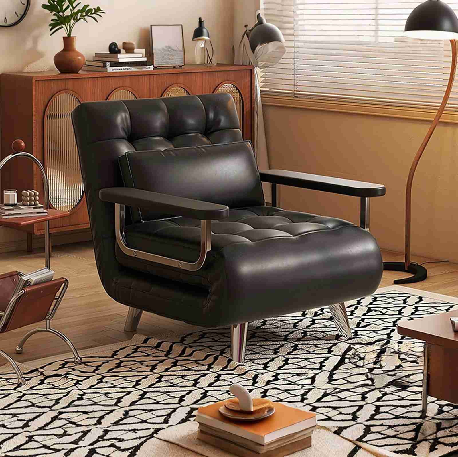 ソファーベッド 折りたたみソファーベッド 3way 背もたれのアームレストは90°～180°に調節可能 リクライニング 一人暮らし ロータイプ カウチスタイル リビングルーム、書斎、オフィスのソファに