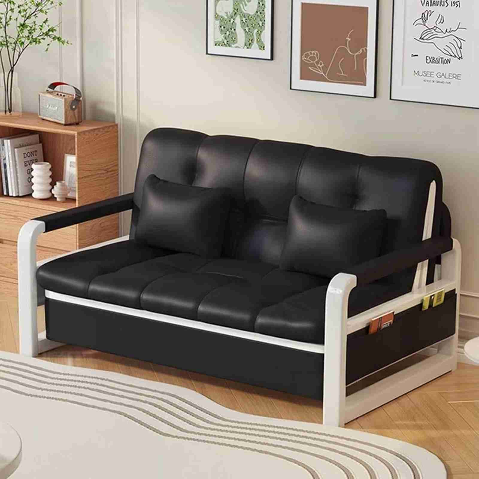 ソファベッド ソファー 折りたたみソファーベッド 3WAY 折りたたみ クッション付き 高反発スポンジ素材 リクライニング 多機能ソファーベッド収納ボックス 枕2個付き リビングルーム、書斎、オフィス