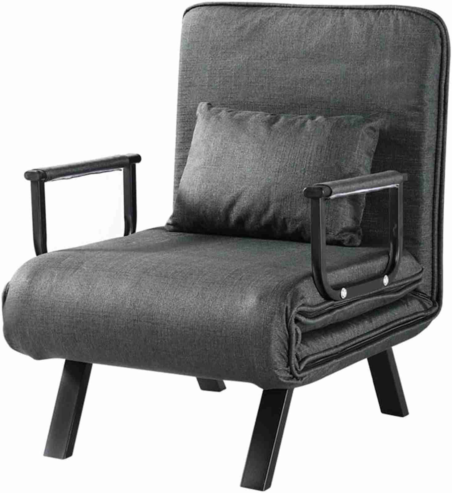 ソファーベッド 5段階リクライニング 座椅子1人掛け, クッション付き, 幅8cm×奥行62cm×高さ188cm, グレー [並行輸入品]