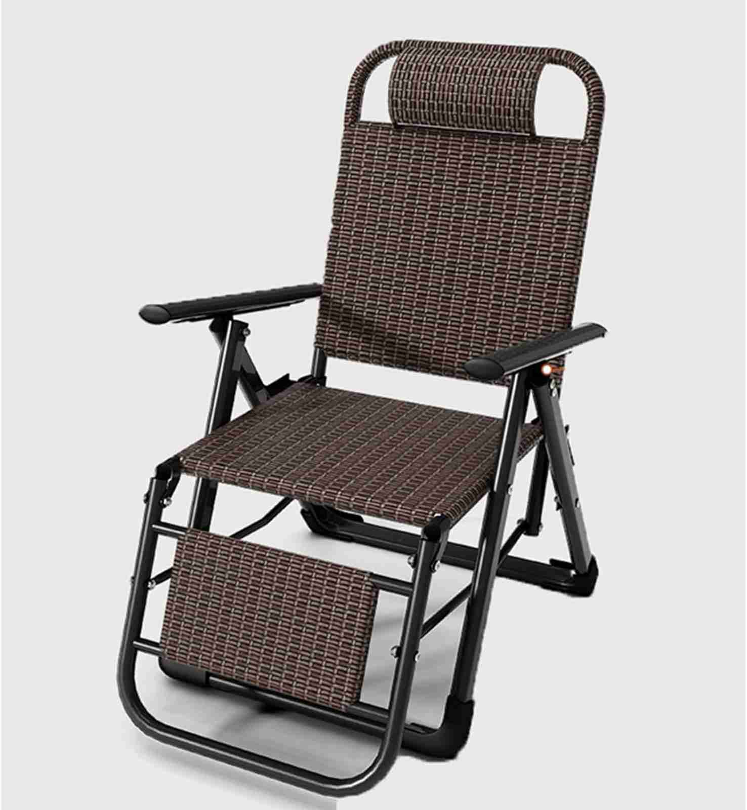リクライニングチェア ラタン編み 折りたたみチェア 屋外屋内 リラックス 夏用 涼しい ゼログラビティーチェア 枕つき 一人用 リラックスチェア 仮眠 昼休み 頑丈 持ち運び便利 組立不要 ブラックカ