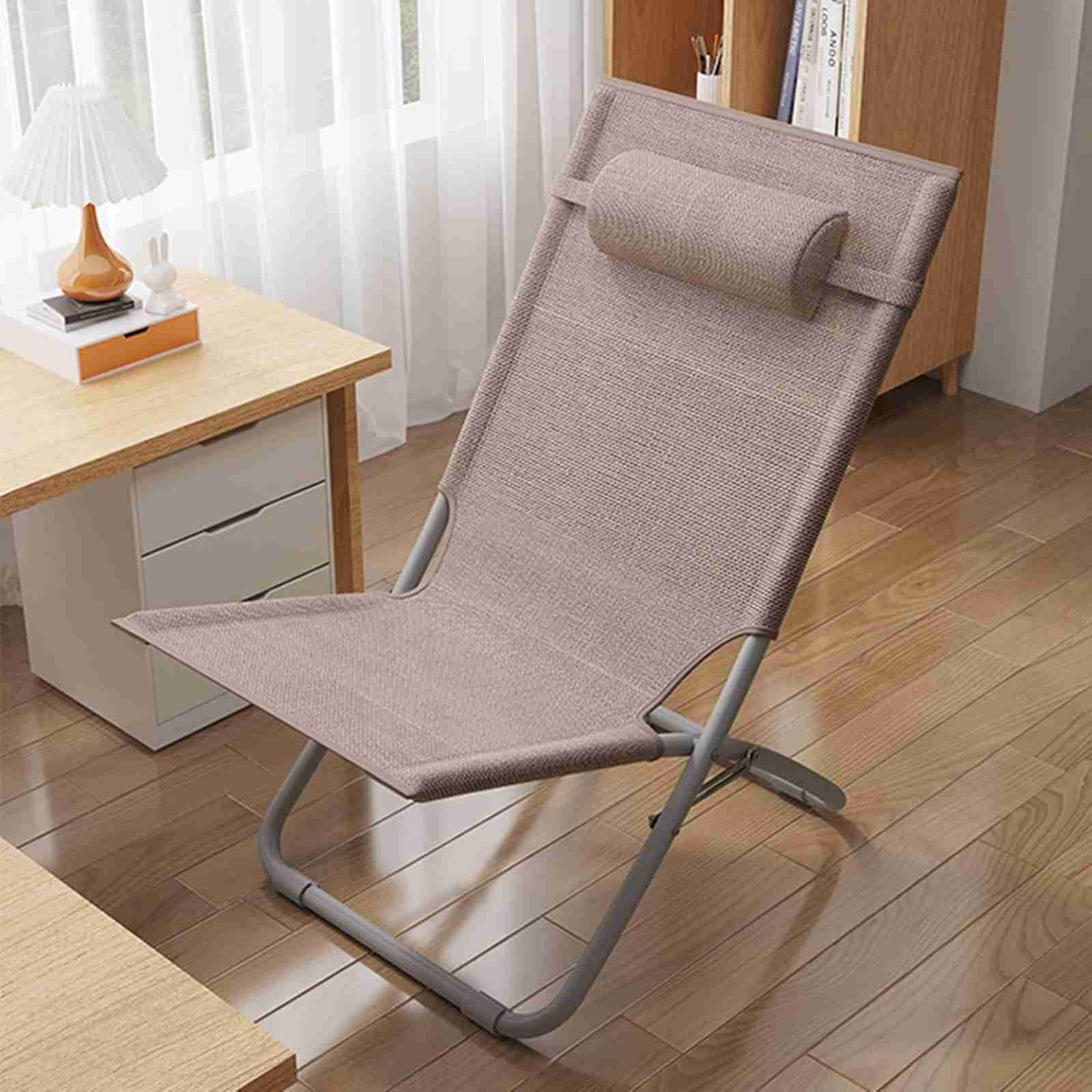 リクライニングチェア 折り畳みチェア 一人用 一人掛け リラックスチェア レジャーベッド 背付き 肘掛け 枕つき 仮眠 お部屋 オフィス 昼休み 昼寝 残業 勤務 自宅用 コンパクト収納 持ち運び便利