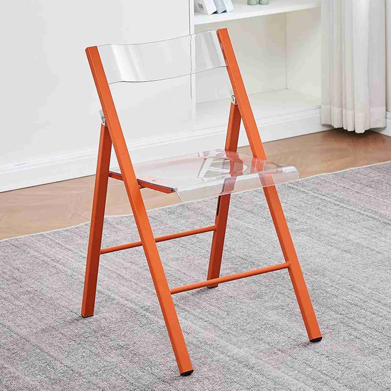 折り畳みチェア クリア 透明 オフィスチェア パイプイス 背もたれ 省スペース 完成品 シンプル コンパ..