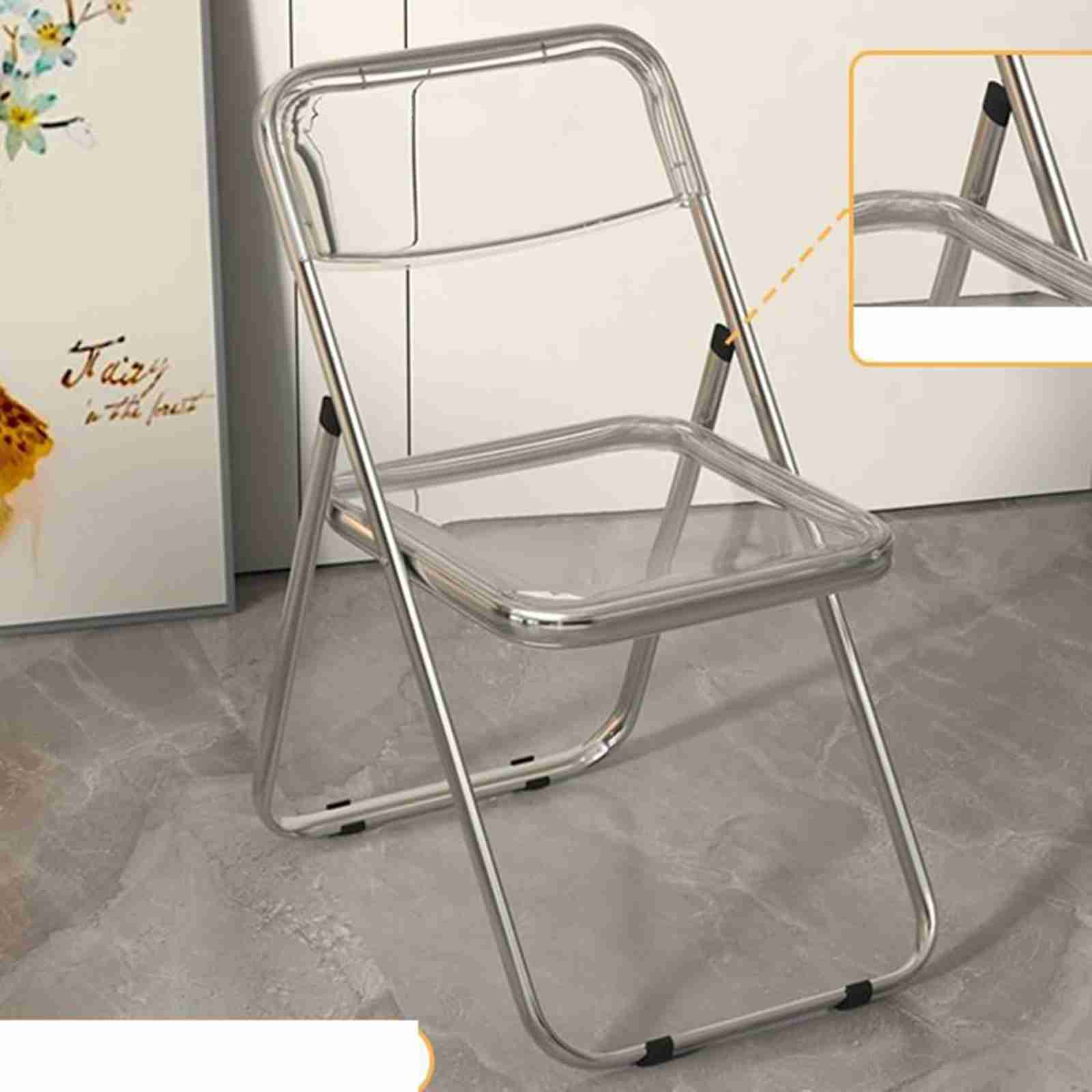 クリアチェア 折り畳みチェア 透明 椅子 軽量 オフィス椅子 スタッキングチェア リビングチェア 背付 ..