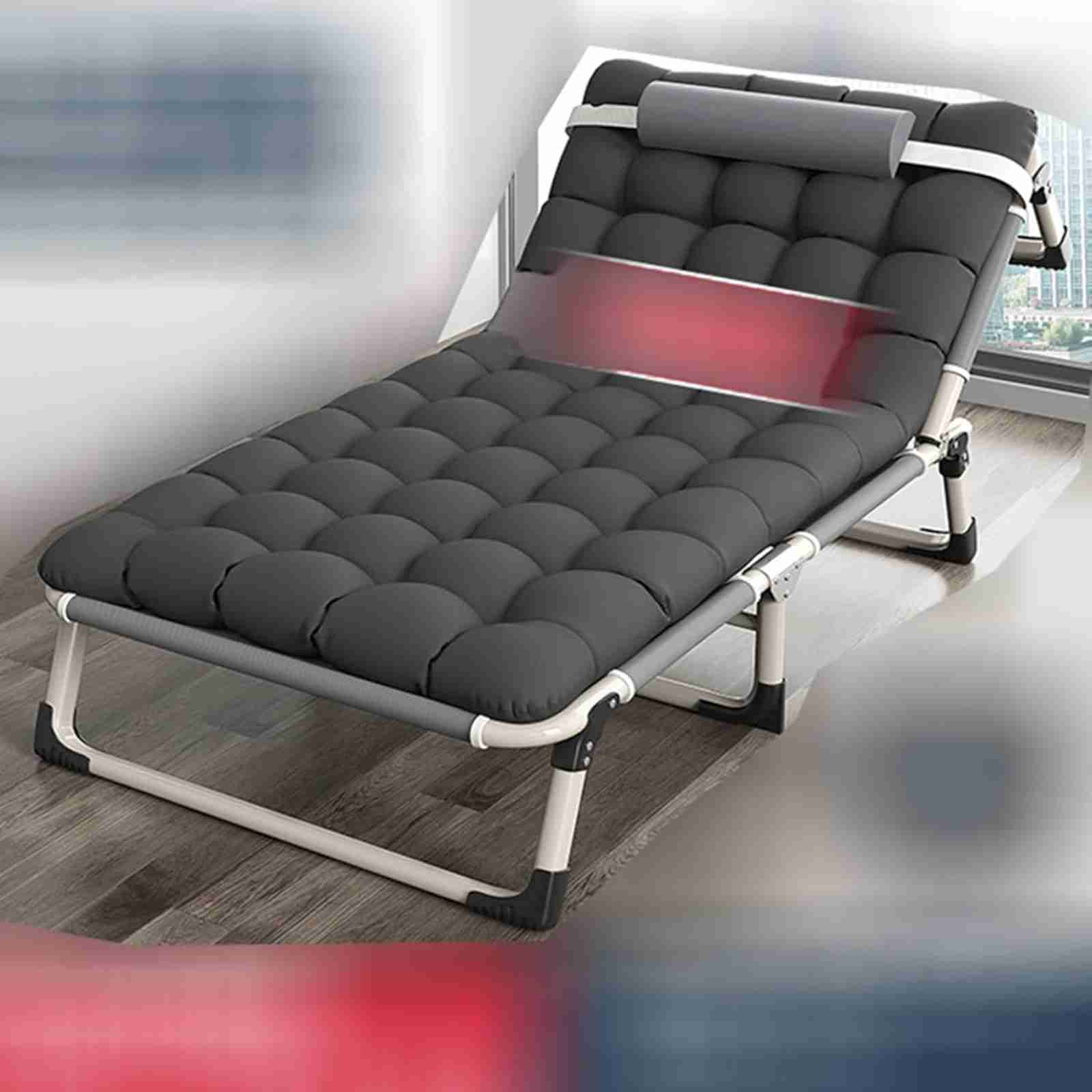 折りたたみ式ベッド リクライニングチェア 折りたたみ 無重力チェア リラックス レジャーベッド 一人用 4段階調節 背もたれ リクライニング ハイバック 仮眠 昼休み 昼寝 残業 オフィス コンパクト
