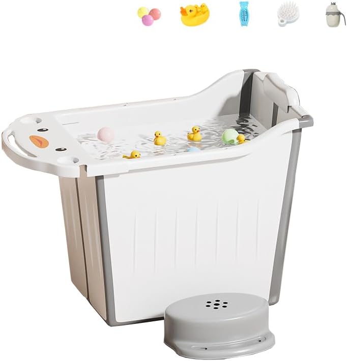 ポータブルバスタブ 可愛い ベビーバス 折りたたみ スパ浴槽 子供 幅55×奥行37×高さ48cm コンパクト 排..