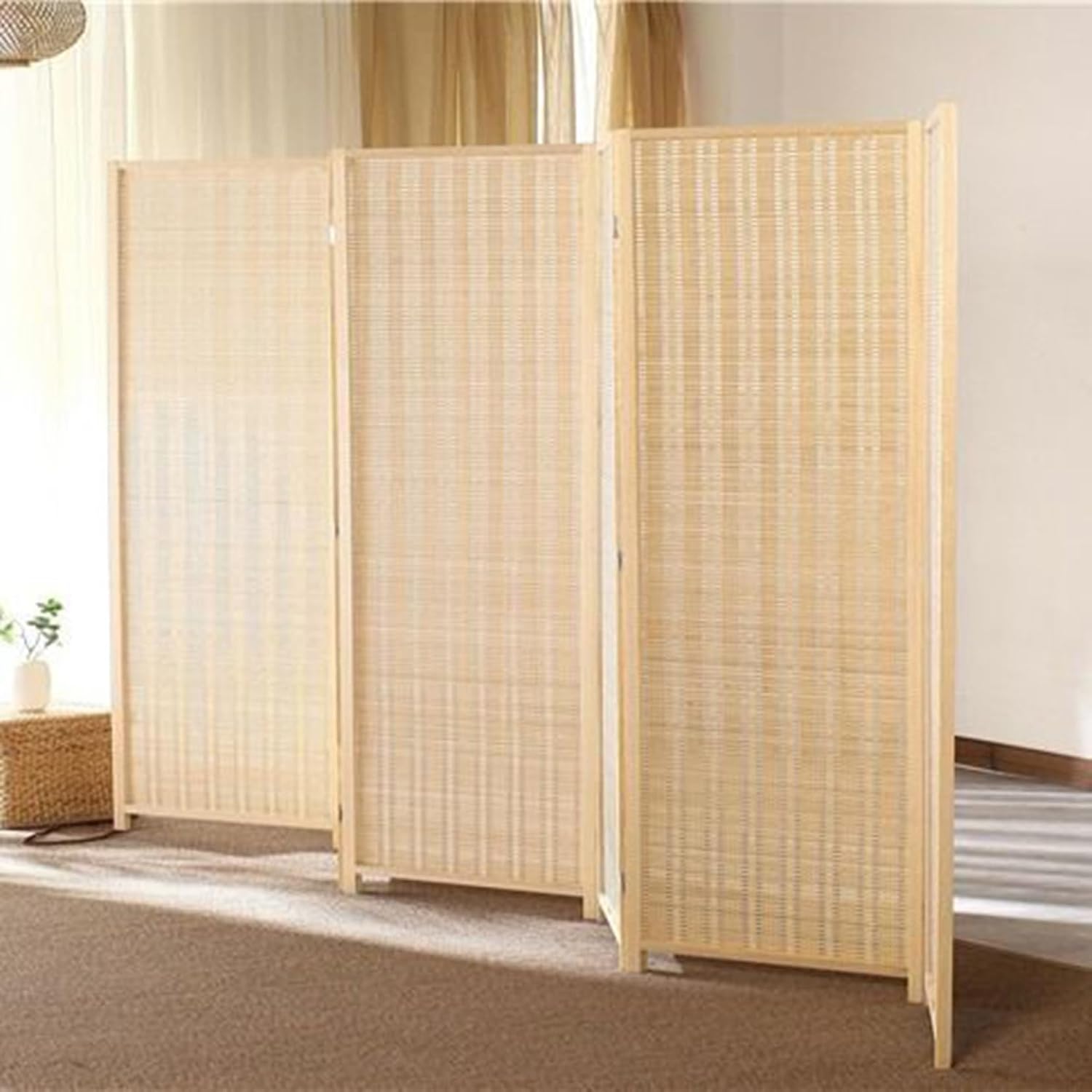 間仕切り パーテーション 180*50*4 4連 高さ180cm 折りたたみ 自然素材使用 天然木...