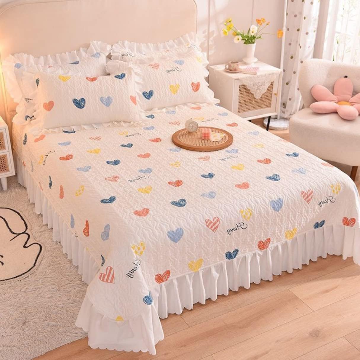 ベッドスカート シングル ダブル 260*245cm ベッドカバー 清新風 セミダブル ベッドシーツ 1点 3点セッ..