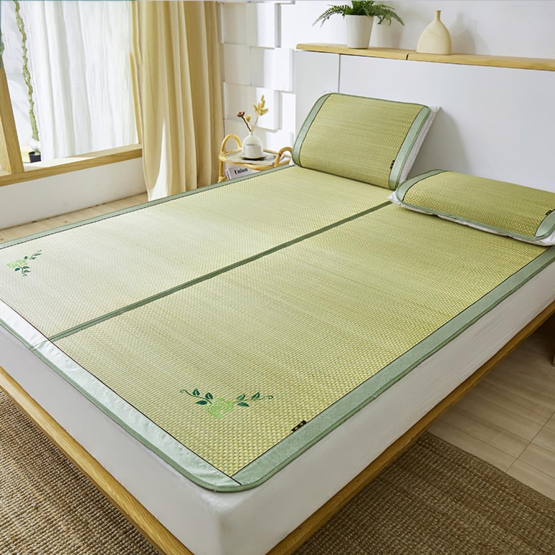 竹マット 玄関マットバンブー ふっくらタイプ 夏 涼しい 60*180 竹 おしゃれ ひんやり敷パッド シング..