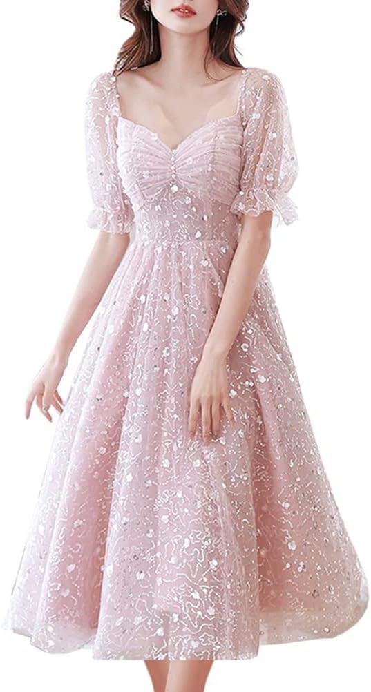 レディース ドレス パーティードレス イブニングドレス ワンピース ミドル丈ドレス チュールワンピース 演奏会ドレス 卒業式ドレス エ..