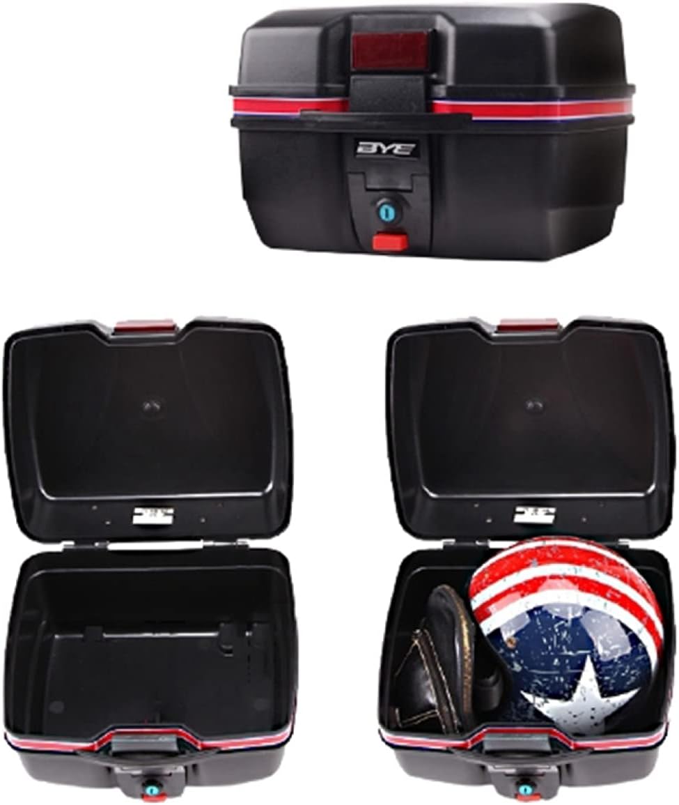 バイク リアボック 25L 1.8KG 大容量 フルフェイス収納可能 トップケース ライト反射 着脱可能式 防塵 ..