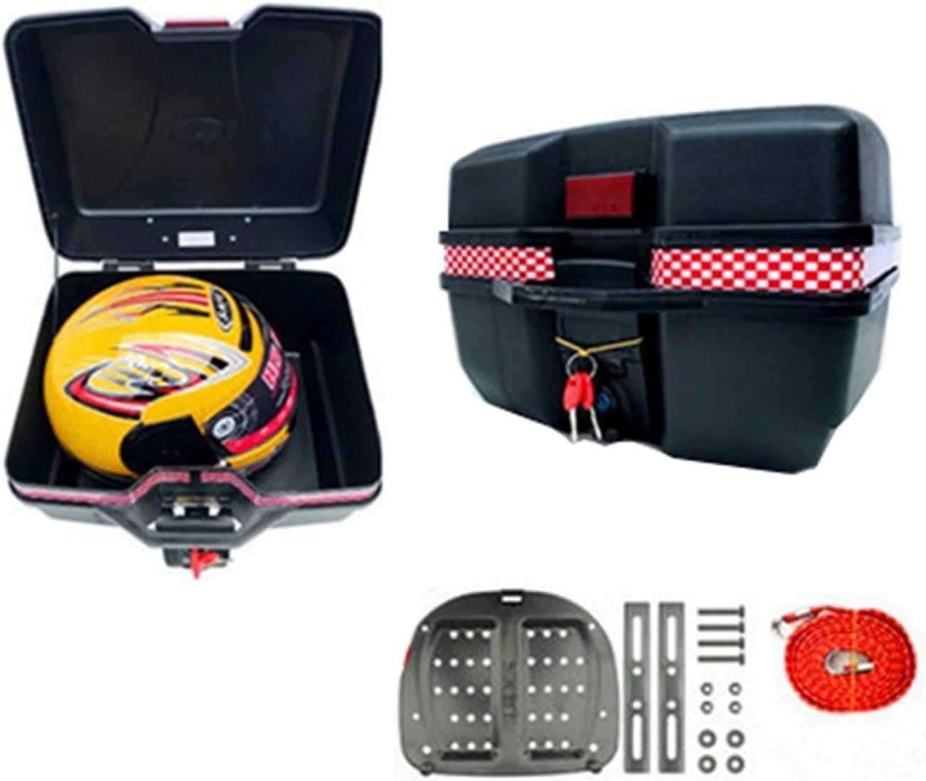 バイク リアボック 32L 大容量 フルフェイス収納可能 トップケース 着脱可能式 ライト反射 防振 防塵 ..