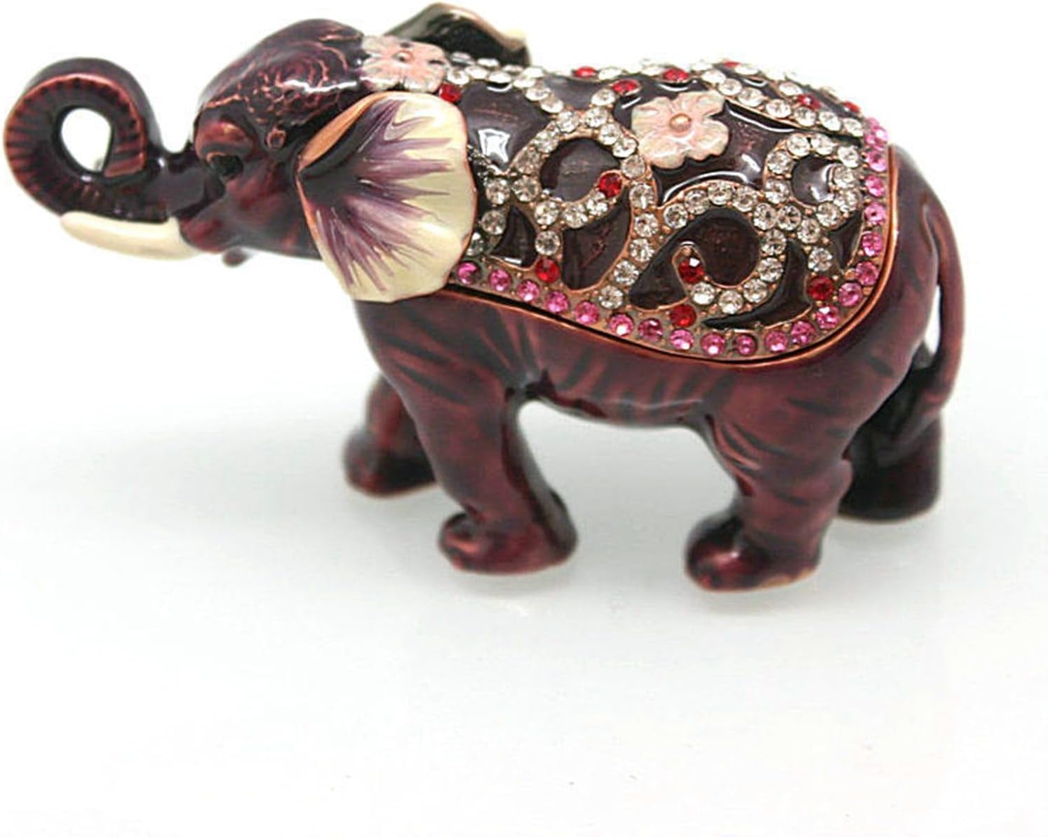 エナメル 象 ジュエリーボックス トリンケットボックス 招財 縁起物 小物入れ 風水 クリスタル合金製動物 アクセサリーボックス インテリア 置物 コンパクト 工芸品 ホームデコレーション 雑貨 プレ(3)