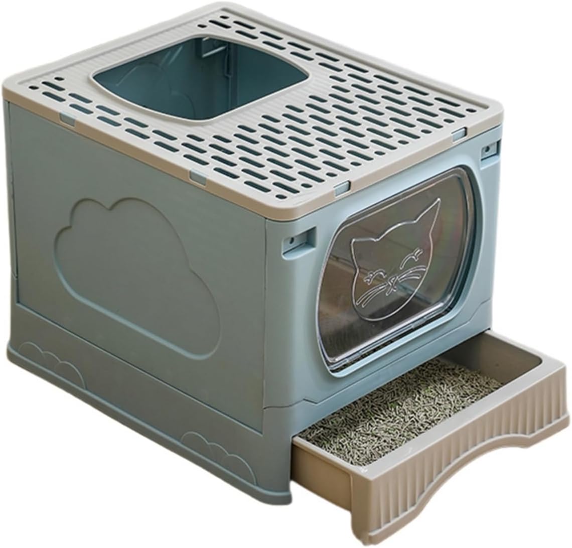 猫用トイレ本体 41*51*38cm 全密閉式 上から出る猫トイレ 引き出し式 2ways出入り方法 猫トイレ スコッ..