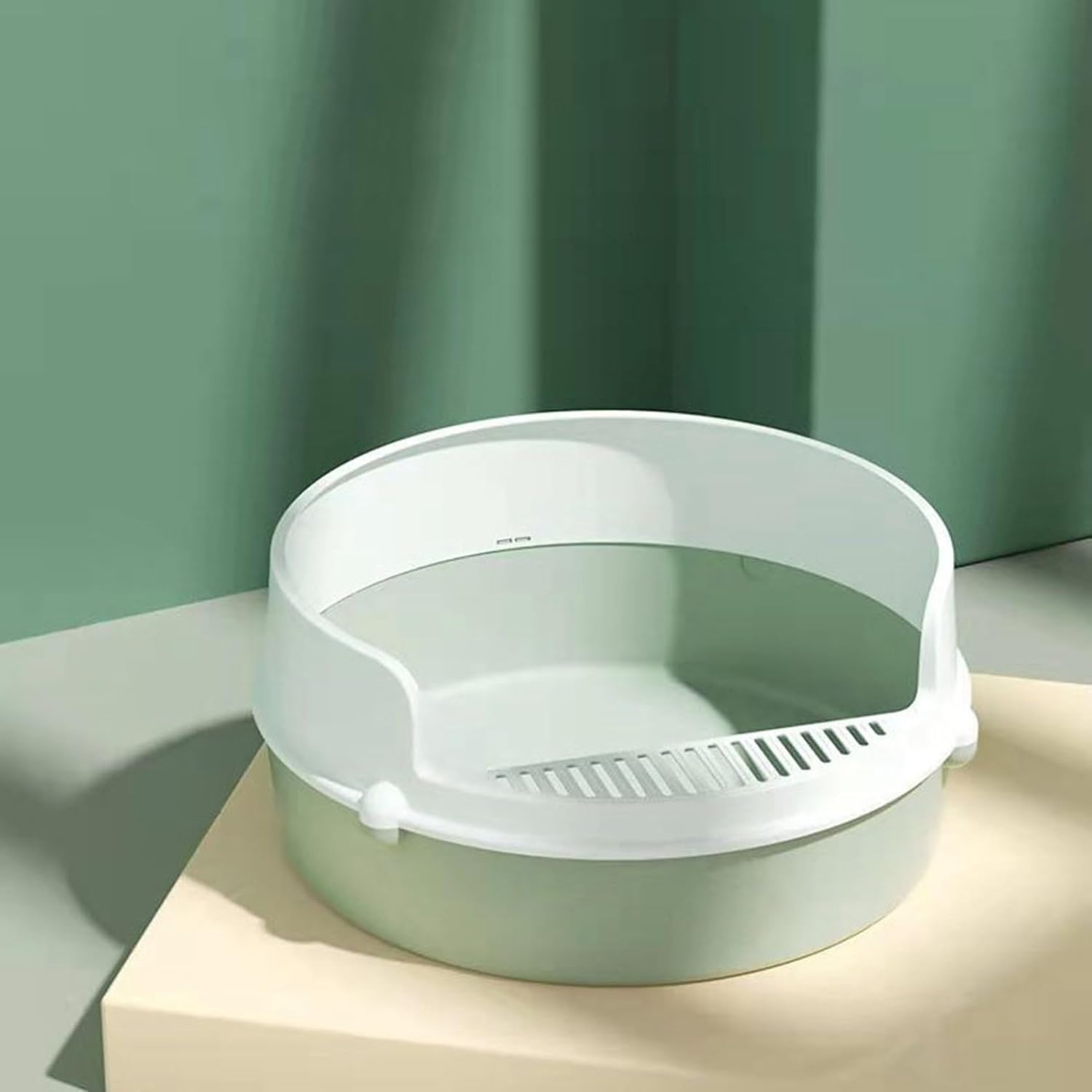 丸型猫トイレ 猫用トイレ 40*40*17cm 大型 半密閉型 システムトイレ スコップ付き オープンタイプ 大き..