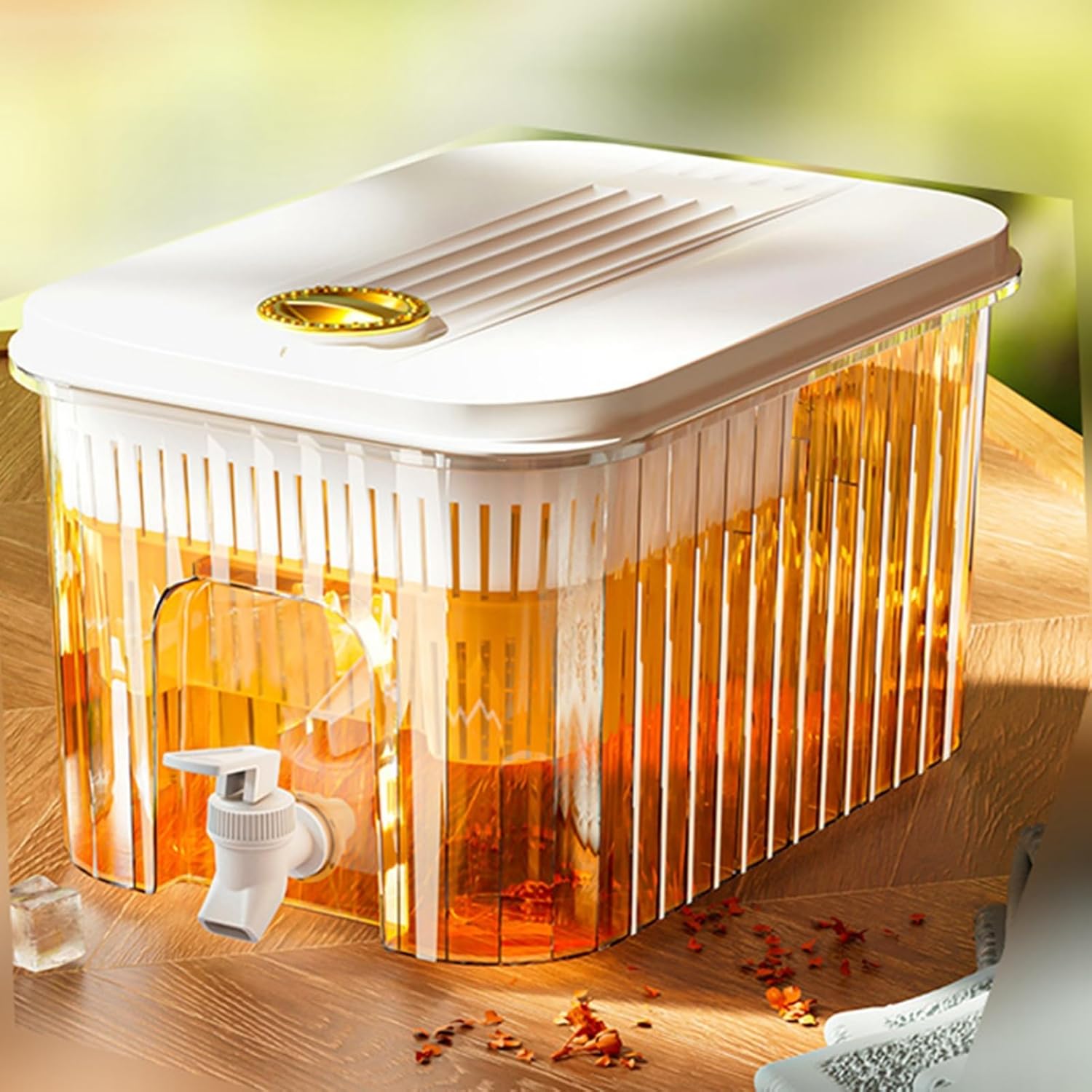 ドリンクピッチャー お茶ポット冷水筒 冷蔵庫ポット 蓋付き 大容量 5.5L+フィルター内藏 17*24.5*14cm ..