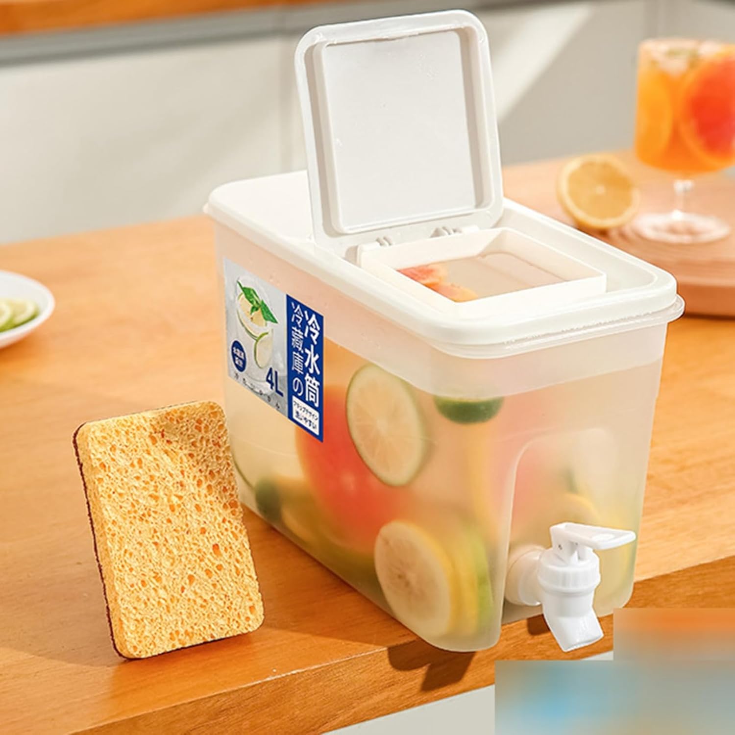 ピッチャー 麦茶ポット 冷蔵庫ポット ドリンクサーバー 冷水筒 蛇口付き 大容量 4L 透明 耐熱 漏れない..