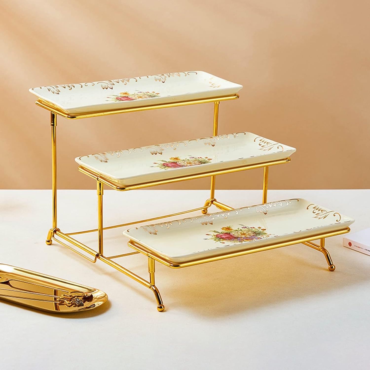 ケーキスタンド 3層 セラミック アフタヌーンティースタンド ケーキ陳列台 四角 お菓子皿 デコレーション 飾り付け 北欧風 アフタヌーンティー テーブルデコレーション 宴会 ?影小物 収納ホルダー