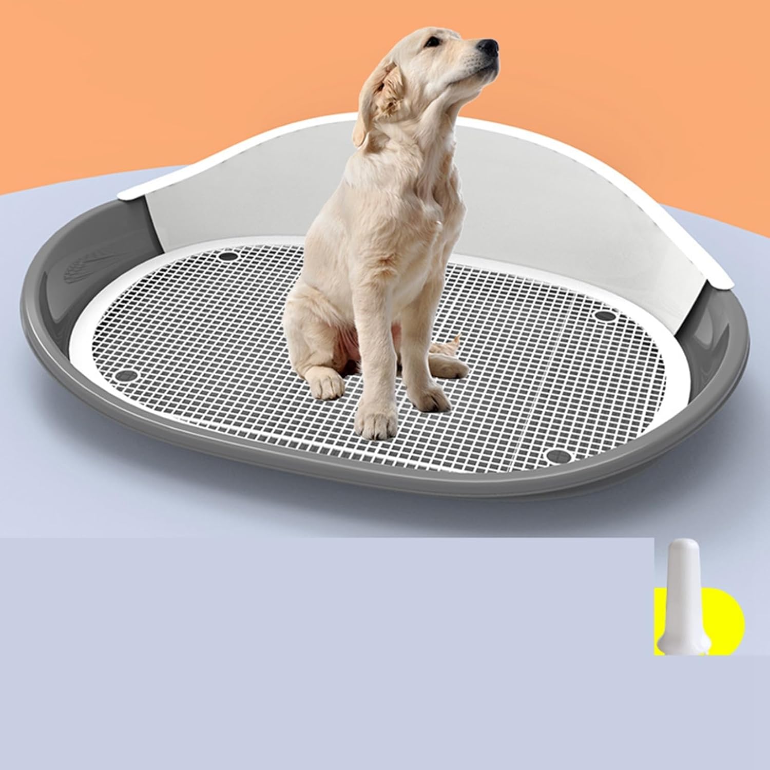 犬用トレー トイレトレー 犬 メッシュ ワイド 細かいメッシュ ペット用トイレ 床を保護し足を乾燥させ マーキング柱付き 壁プレート付き 飛び散り防止 ペットトレー しつけトイレ 簡単に掃除 グレイ