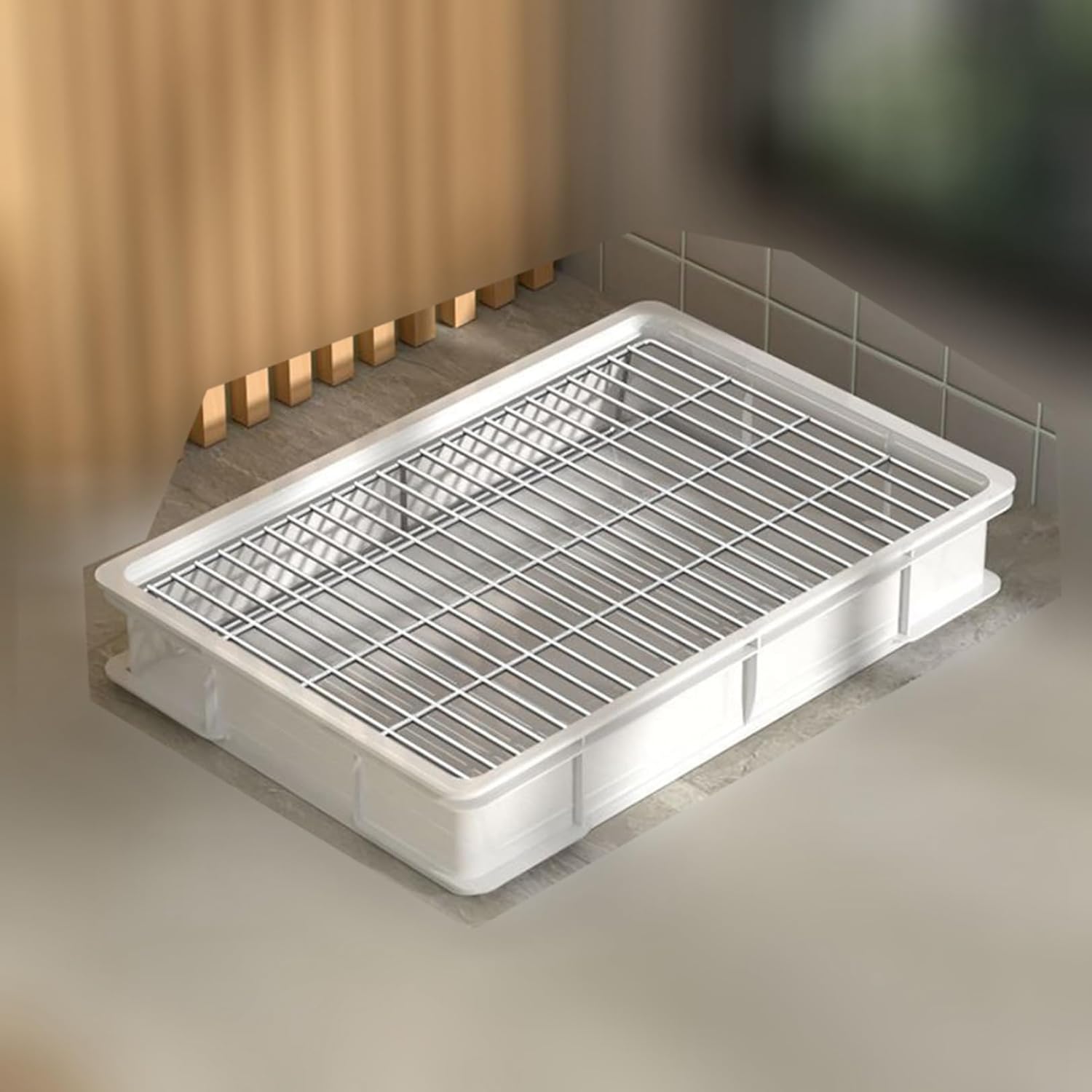 犬用トイレ ステンレス鋼メッシュ トレイボックス ペット用トイレ 足を乾燥させ 足を挟めません トイレトレー しつけるトレー 簡単に掃除 足と床を清潔に保つ おしっこパッドホルダー 室内 室外 68*