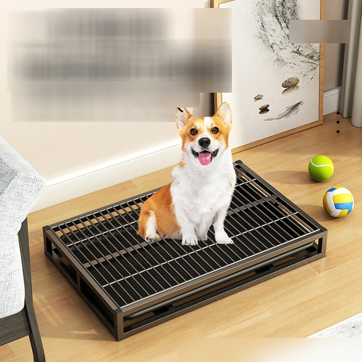 ペット用トイレ 引き出し式犬用トイレ 犬用トイレトレー 2層デザイン ステンレス鋼 細かいメッシュ 床を保護し足を乾燥させ しつけるトレー 簡単に掃除 足と床を清潔に保つ トレーニング ブラック 78