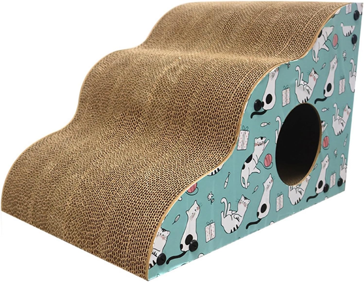 階段の外観 爪磨き 縦置き 横置き 坂道 猫スクラッチャー 高密度 強化段ボール 猫の洞窟付き 家具傷防..