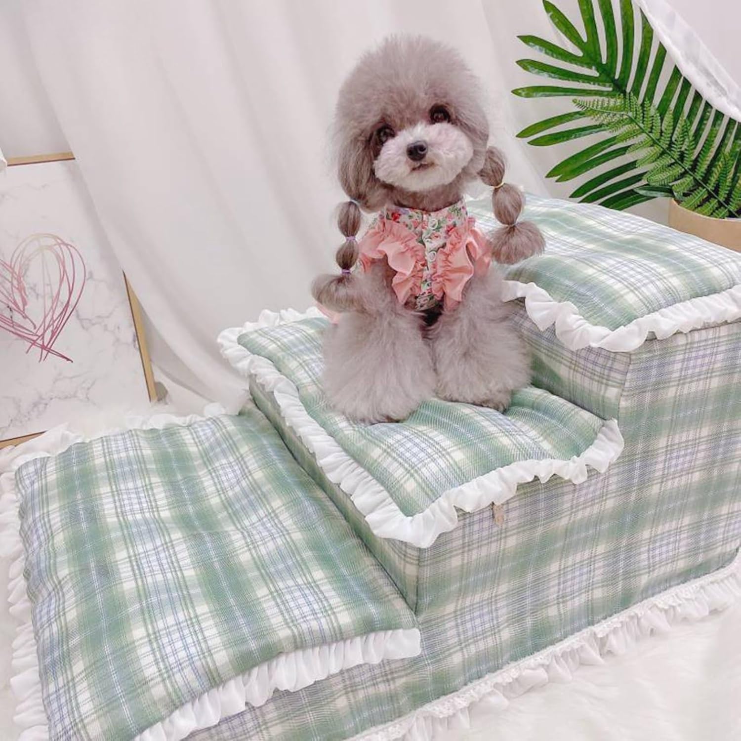 犬 階段 ペットステップ 3段 レース ドッグ ミニタイプ ステップ 高密度 子猫 短足種 室内犬 ケガ犬 高..