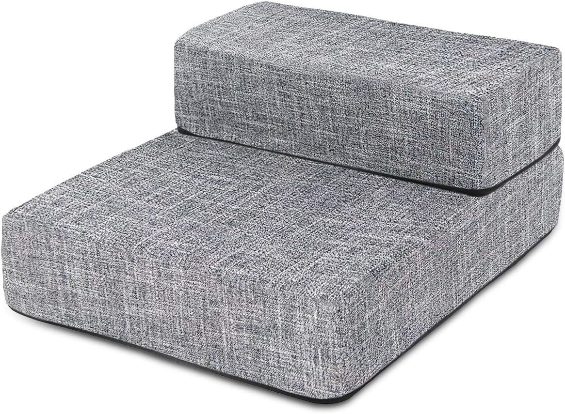 犬の階段 洗える＆ジッパー式カバー取り外し可能なペットの階段 ハイベッドとソファの犬のステップ 滑..