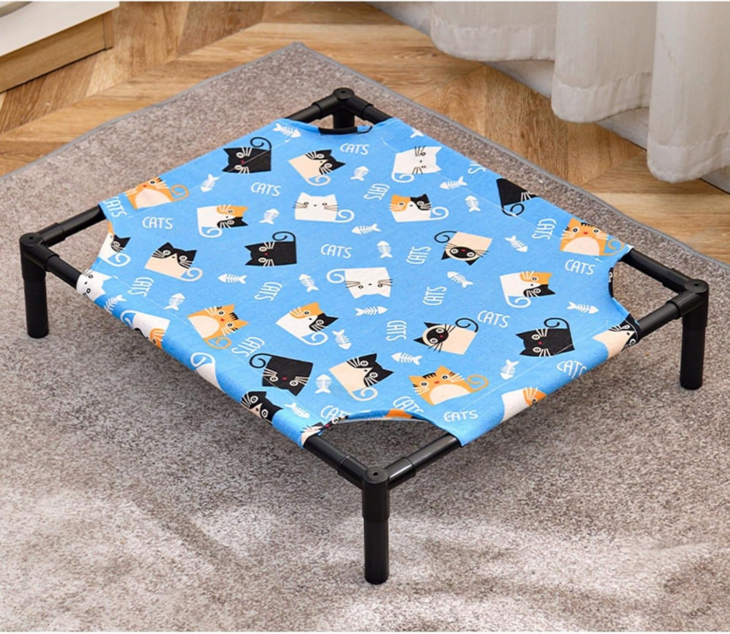 木製 ペットベッド コット型 猫用ベッド 犬用ベッド 滑りにくい裏生地 室内 脚付きコット型 お手入れ簡..