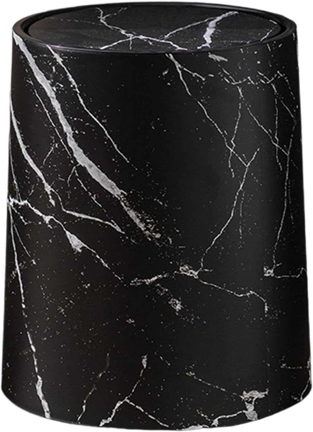 大理石模様のゴミ箱 回転式カバー付き ゴミ箱 車やRV用 メンテナンス簡単 モダンな二重層 Black Size S