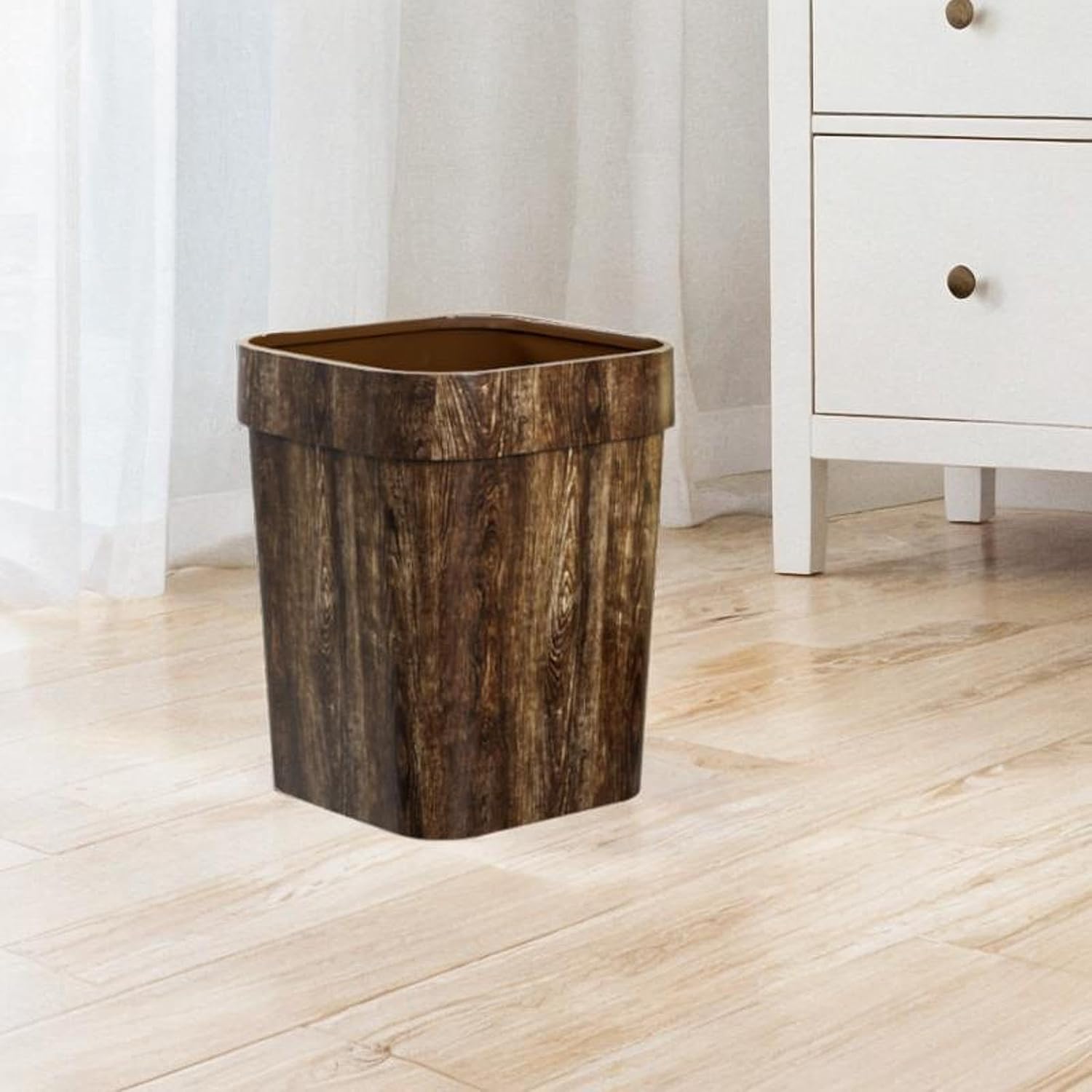 ゴミ箱 リサイクルビン 素朴な装飾 ポータブルゴミ箱 ゴミ箱 装飾用 寮の部屋 デスクの近く キッチン バスルーム 茶色, L [2]