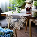 おしゃれな白いテーブルランナー クリスマス メッシュ ホワイト レース ゴールド 花柄 刺繍 北欧風 結婚式 祝日 部屋飾り 長方形 テーブルクロス 食卓カバー...