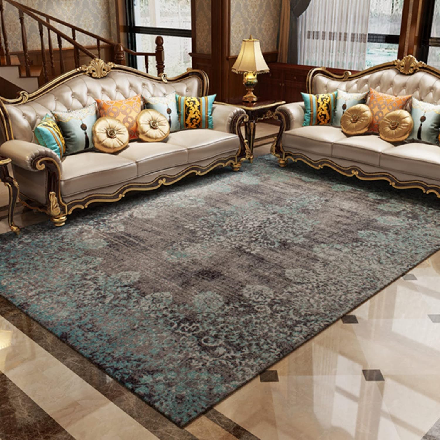 カーペット ラグマット 復古風 花模様 色落ちなし 防ダニ リビングラグ 軽量設計 一年中利用タイプ ダイニング キレイめ 伝統的 レトロマット 丸洗い 転倒防止 豪華な家 民族風ラグ カラー 新生活