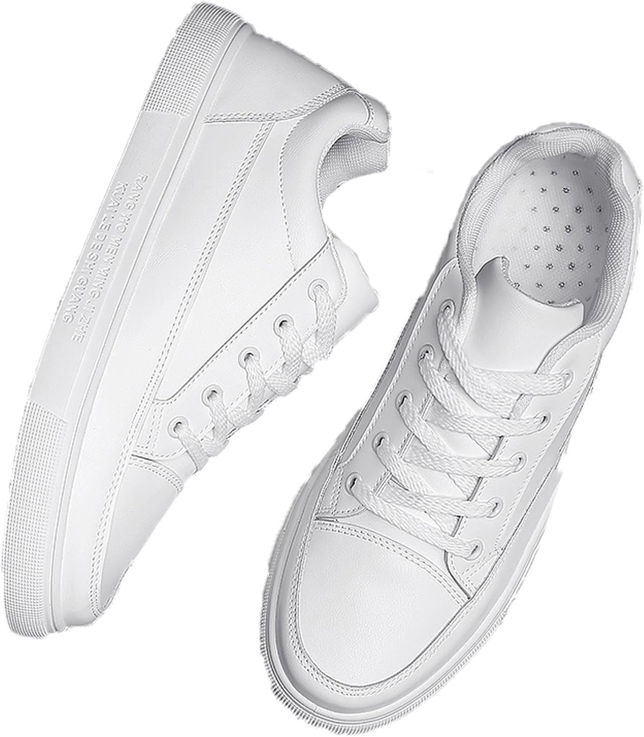 白の靴 メンズシューズ ローカット 蒸れない ビジネスシューズ メンズ カジュアル デッキシューズ 23.5cm レースアップ レースアップ ラウンドトゥ ひも付き 靴ひも スニーカー ローカットスニ