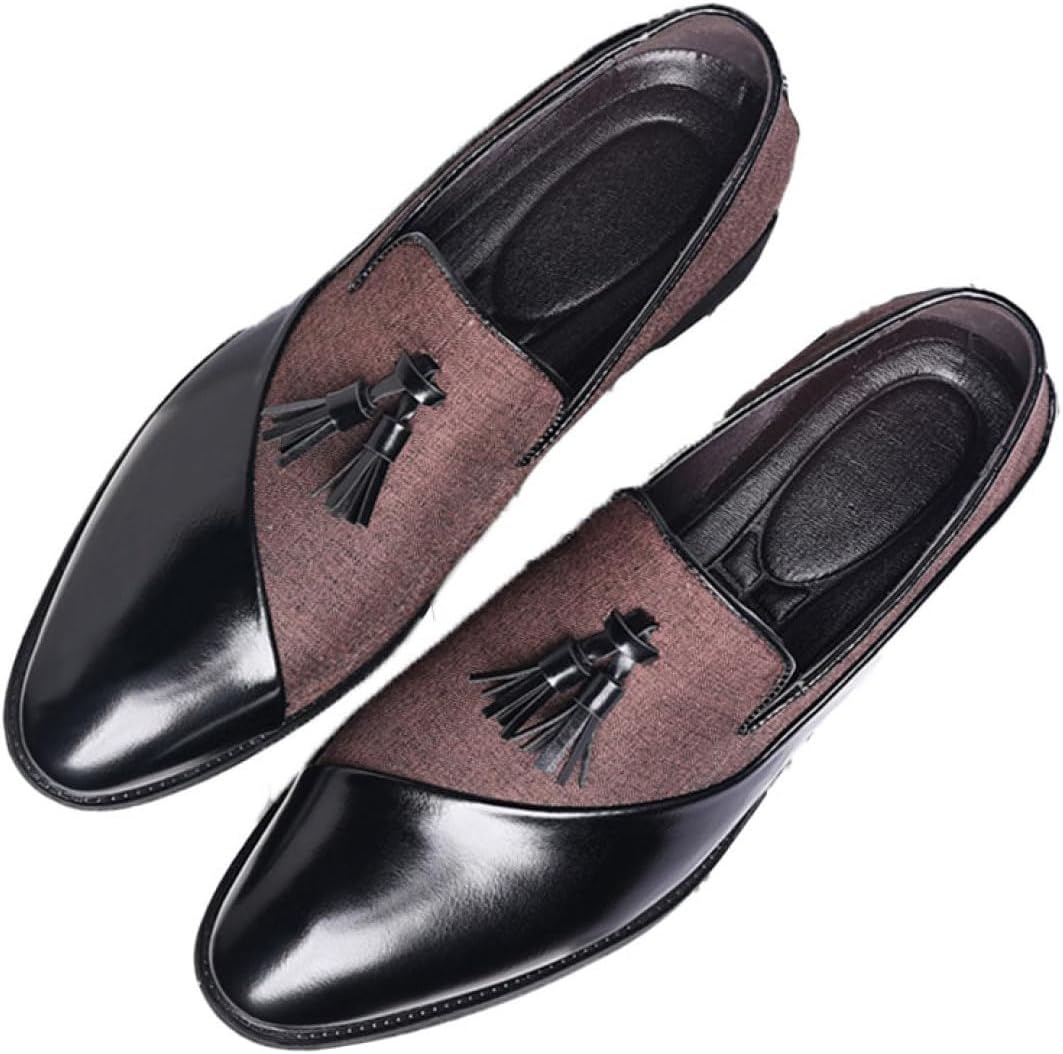 メンズ バイカラー ストレートチップ ローファー 異素材 フォーマル カジュアル 本革調 タッセル付き モカシン 通気性 男性靴 ビジネスシューズ 革靴 紳士靴 撥水加工 滑り止め 皮靴 パーティー