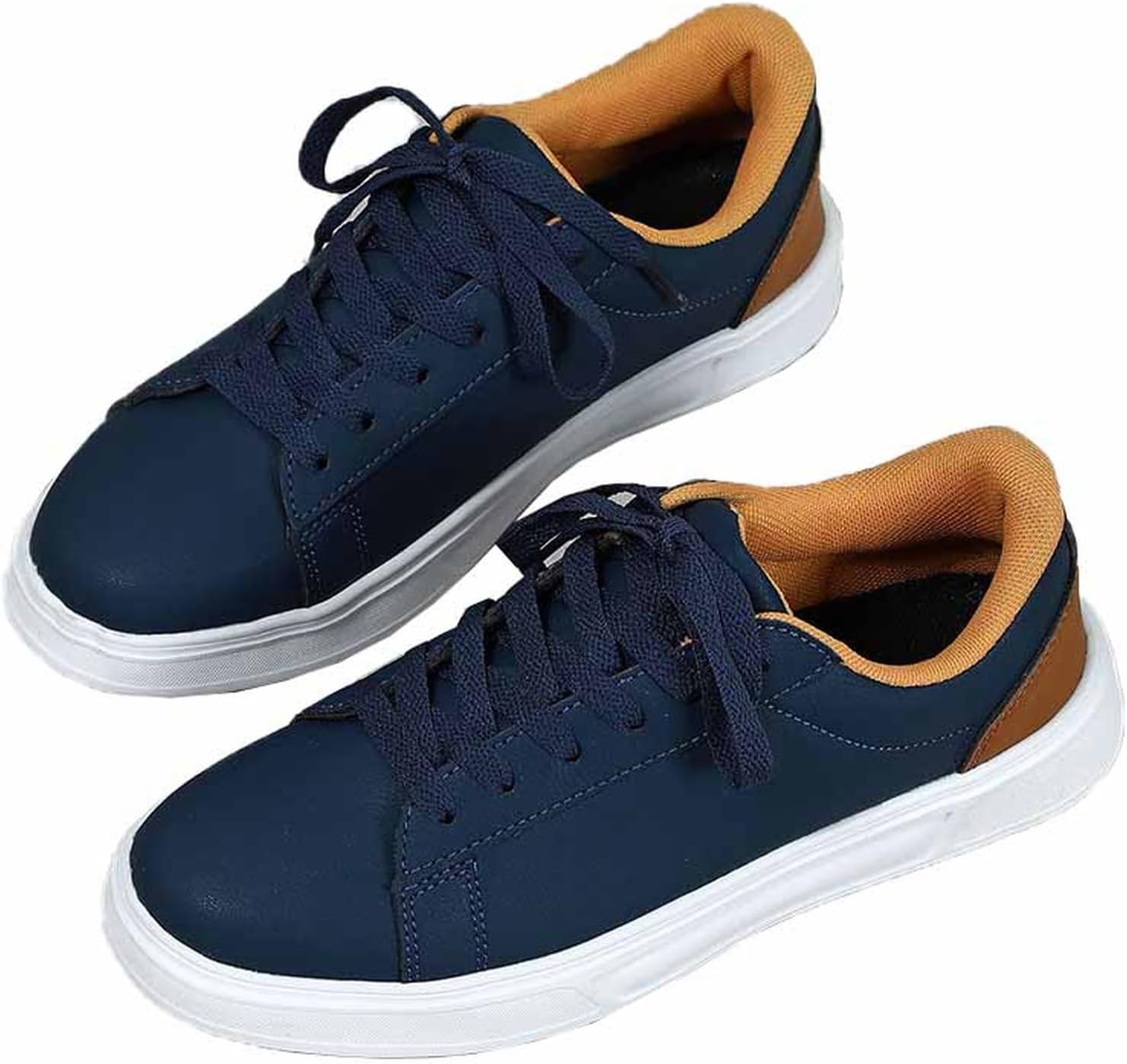 白の靴 メンズ 26.0cm カジュアルシューズ スニーカー デッキシューズ メンズシューズ オールシーズン 男の靴 ウォーキングシューズ フラット ネイビー 革靴 おしゃれ 軽量 蒸れない 滑りにく