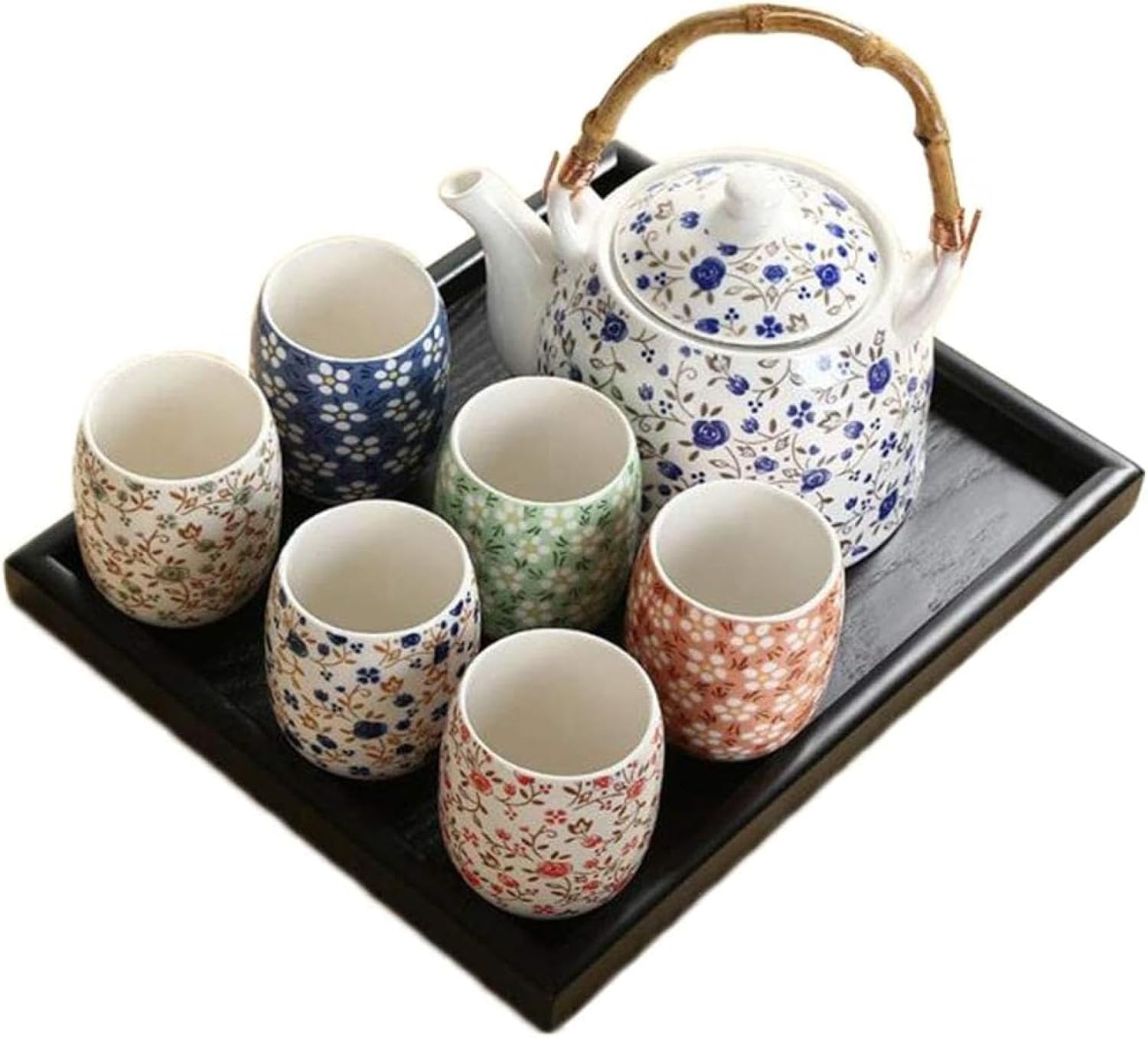 急須 湯呑み 茶托 茶器セット ティーポット 茶器揃 花柄 和風 茶具 煎茶碗 陶磁 自宅用 プレゼント 茶道